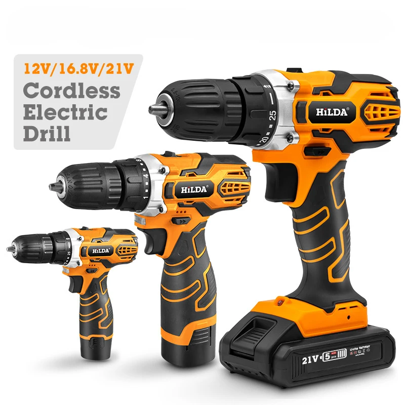 Electric Screwdriver Drill with Li-ion Baterry Cordless Power Drill Kit Tools 21V High Quality Electric Drill Machine