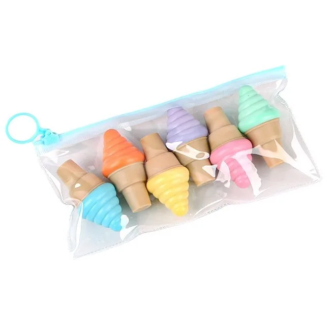 Kawaii School Stationery Custom Non-toxic Mini Highlighter Pen Chisel Tip Fluorescent Marker Pen Set with logo