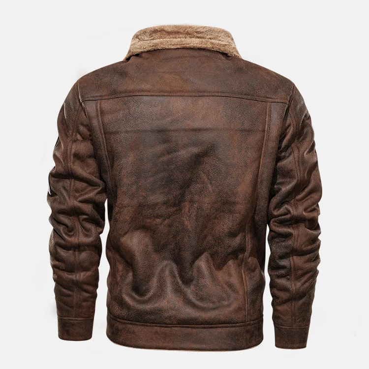 Winter Men Suede Bomber Jacket Custom Faux Leather Jacket New Style Fashion for Men Zipper up Brown Synthetic Leather Shell 100