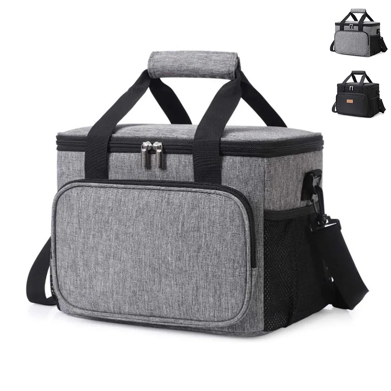 Reusable Waterproof Tote Black Plain Large Capacity Food Delivery Insulated Lunch Cooler Bags for Women Girls