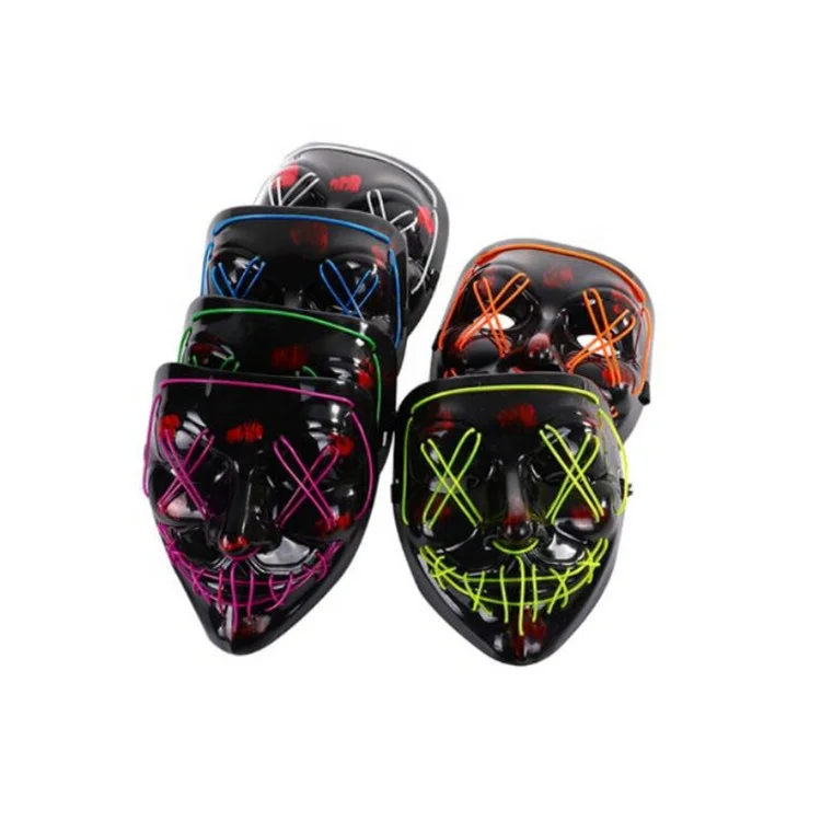 Hot Sale Halloween Glowing Party Mask Black Words Halloween Led Masks