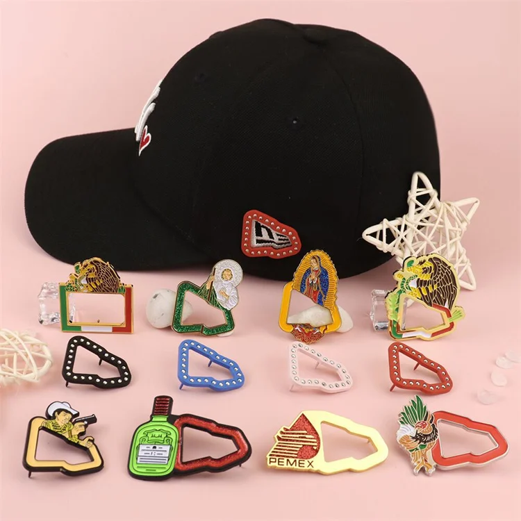 Manufacturer Wholesale Custom Metal Craft Enamel Diamond Frame Panda Fitted Hat Pins Pin Hat