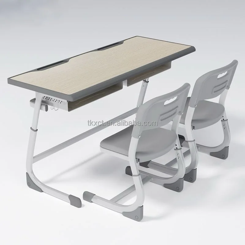 Double Seat Metal School Table And Chair School Furniture Wooden Table Board Double Desk And Chair Set