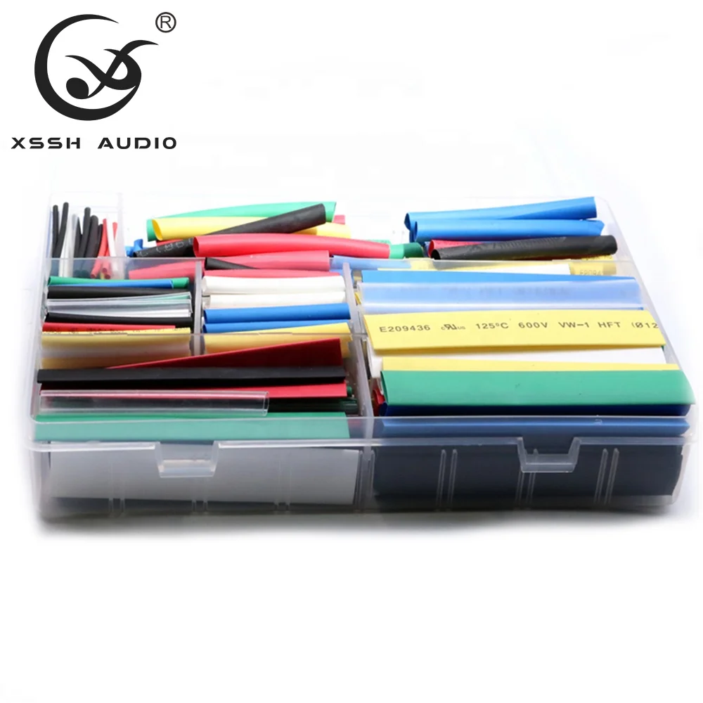 PVC Tubes YIVO XSSH Audio A Box 385pcs Polyolefin Shrinking Assorted Insulation Printer Heat Shrink Tubing for Audio Wire Lines