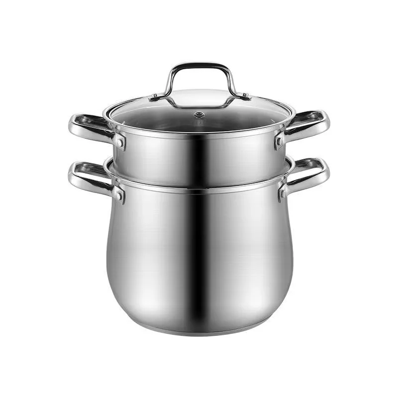Large Capacity 304 Stainless Steel Soup Pot Steamer Double Bottom Barrel-Type Deepening Double Boilers