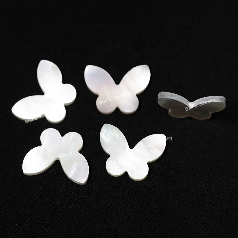 Wholesale price double sides flat natural butterfly white shell