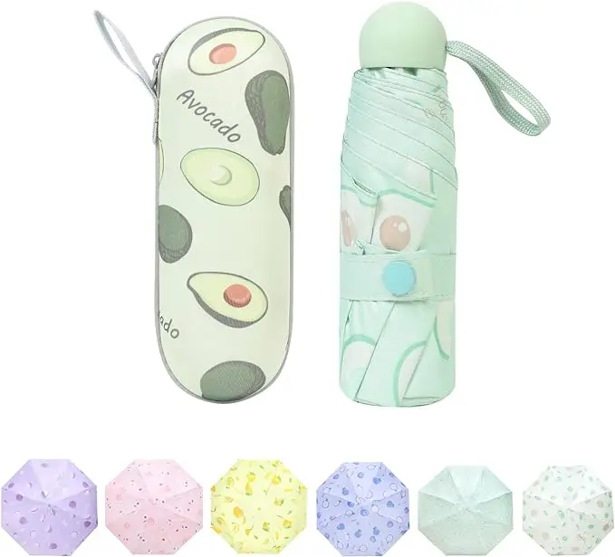 Top Quality Wholesale UV Custom Logo Small Size Folded Pocket Small capsule umbrella mini compact umbrella