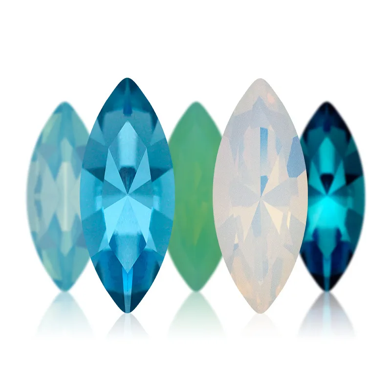 Xichuan Glass Loose Pointback Navette Shape Glue On Supplies K9 Fancy Stones Jewelry Rhinestone Nail Art Accessories