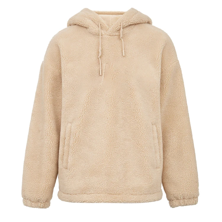 Custom Oversized Plain Pullover Logo Teddy Fleece Fresh Bear Khaki Eyelets And Drawstring Cloth Heating Cotton Hoodies For Men