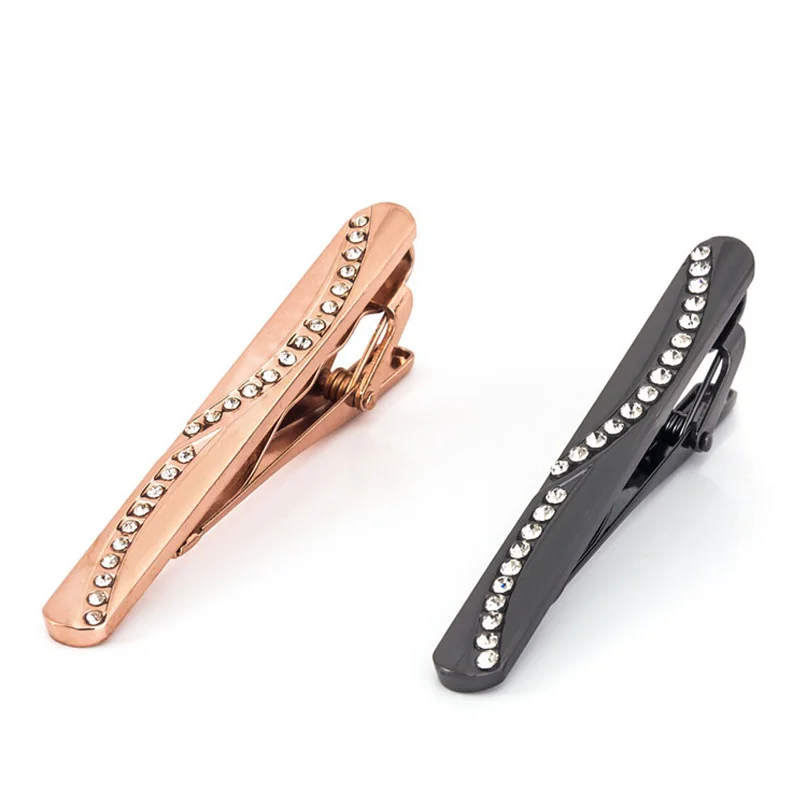 Custom Tie Clip Set Suit Shirt Fashion Mens Metal Simple Necktie Tie Pin with Chain