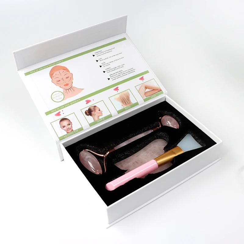 best seller 2021 custom box natural anti aging 100% facial rose quartz mini jade roller guasha set for