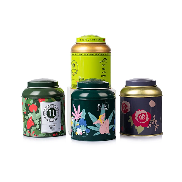 Own Factory [3000+ Moulds] Color Multi-Size Custom Round Metal Tea Tin Case Tea Box Metal Tea Tin Can For Coffee