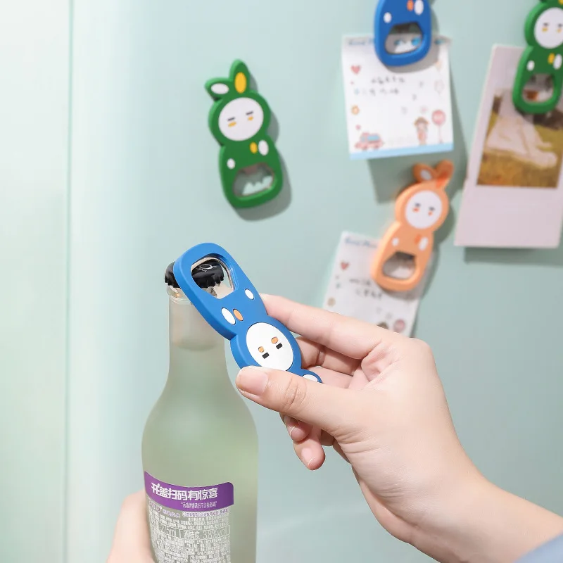 MZL Cartoon PVC Creative Beer Bottle Opener Multifunctional Household Bottle Opener Magnetic Refrigerator Sticker