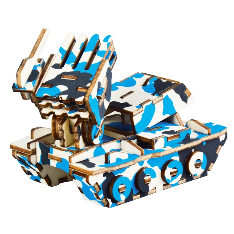 Factory Wholesale Customized 3d Wooden Simple Wooden A4 3D wood panzer puzzle  for adult