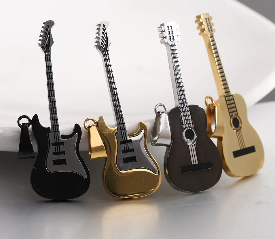 Hip Hop Guitar Pendant Necklace Personalized Charm Necklace Music Jewelry Player Gifts Lover & Teacher Best Friend Necklace