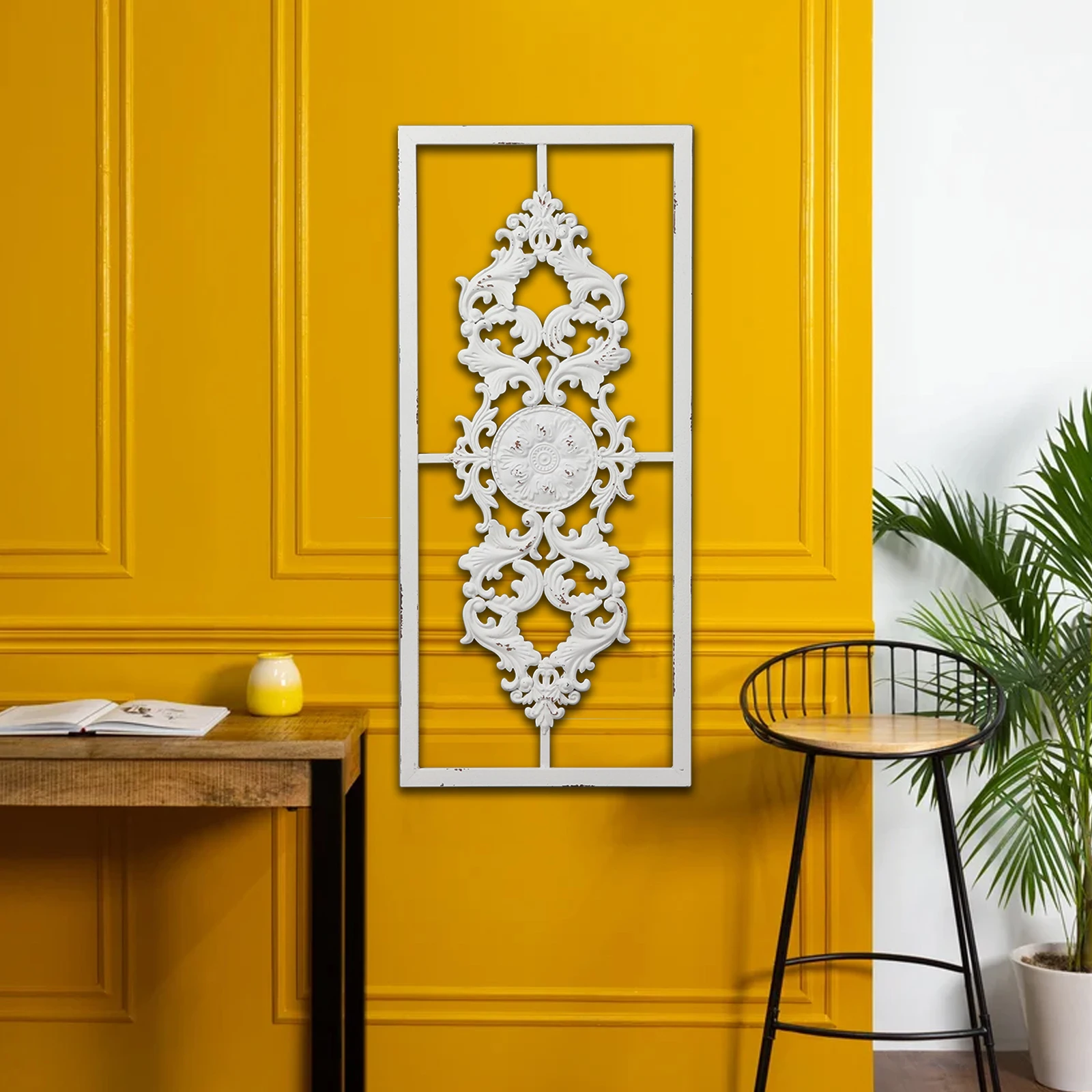 Handmade Rectangular Metal Sculpture Wall Pendant Home Decor,Wholesale Interior Distressed Craft Carved Wall Panels Wall Decor