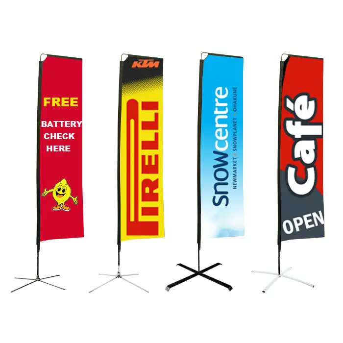 Custom Printed 6ft 8ft Feather Flag Banner with Spike Base for Automotive Education Tradeshow Events Weddings Custom Block Flag