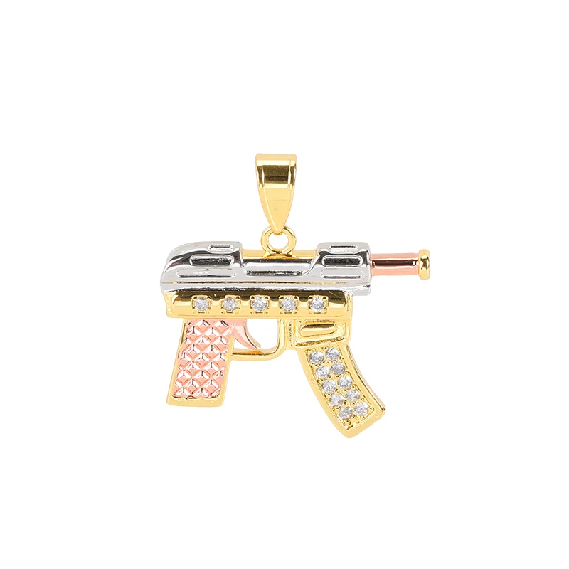 
18k gold filled gun pendant necklace charms pendant 