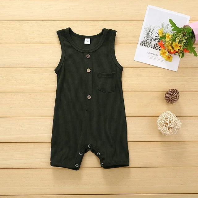 Children Summer Girls Boys Sleeveless Boutique Outfits Pure Cotton Baby Clothes Baby Boy Romper Blue And Yellow Cute Outfit