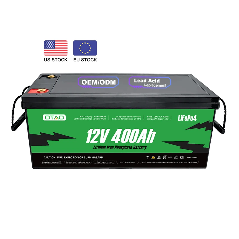Lifepo4 Battery 12V 400Ah Brand New Grade A Rechargeable Lithium Iron Phosphate Cell For Solar Boat Golf Cart Rv Forklift Motor