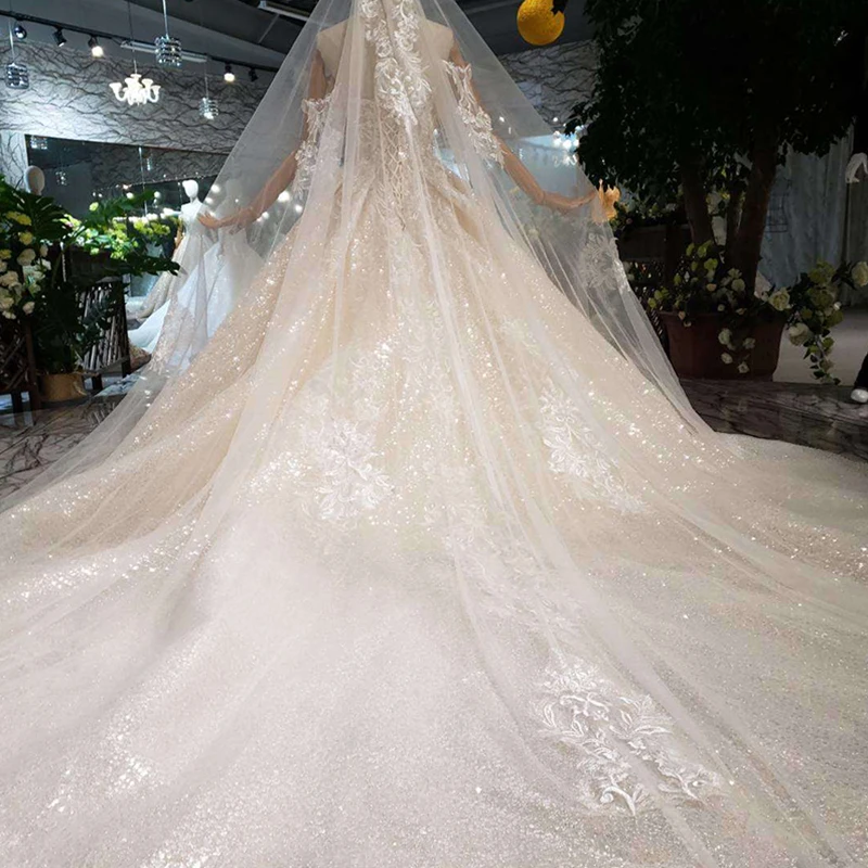 LS11503 Jancember sexy pattern applique beaded long train wedding gown dress bridal