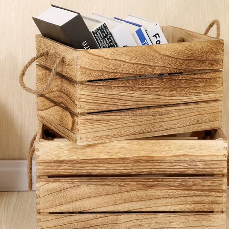 
Wooden packing gift craft Product Vintage solid wooden customized toy storage box vegetable fruit shipping crate 