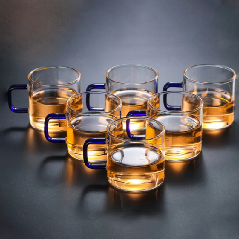 
4oz Heat Resistant High Borosilicate Glass Cup Set with Handle 