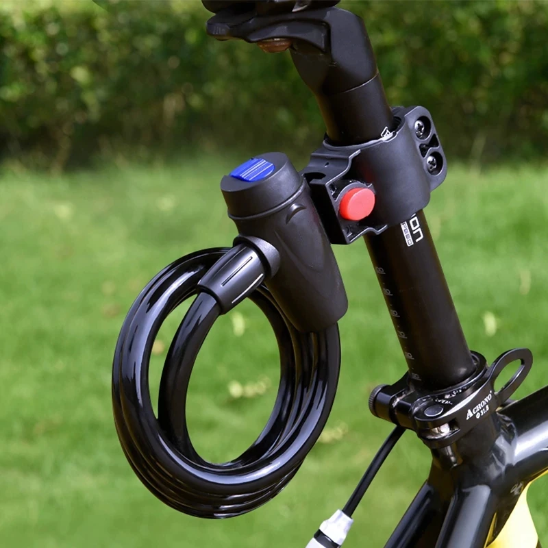 Spiral Steel Cable Theft Universal Bicycle Lock Protective Stainless Steel Cable Coil Bike Accessories Bike Lock with 2 Keys