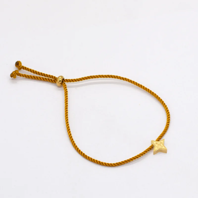 Handmade Multicolor Braided Rope Adjustable Bracelet 18k Gold Plated Stainless Steel Charm Heart Pendant Bracelet Women