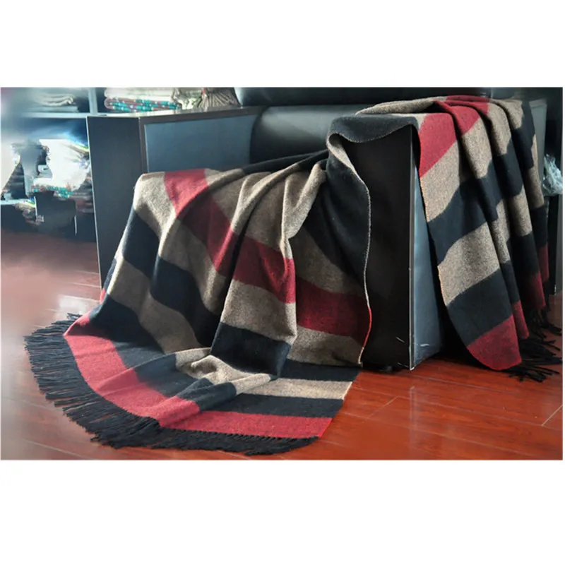 BLUE PHOENIX christmas throw blanket 100% wool stripe multiple color for women luxury blanket wholesale custom wearable fluffy