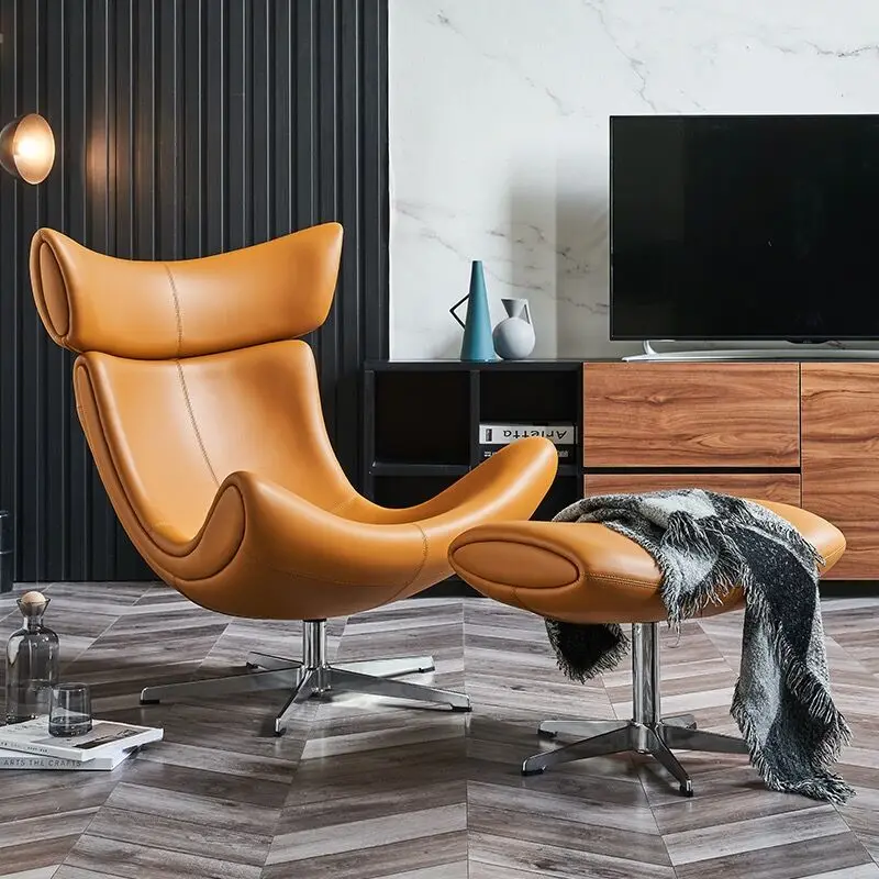 Modern designer furniture fiberglass leather lounge living room home furniture Swivel armchairs