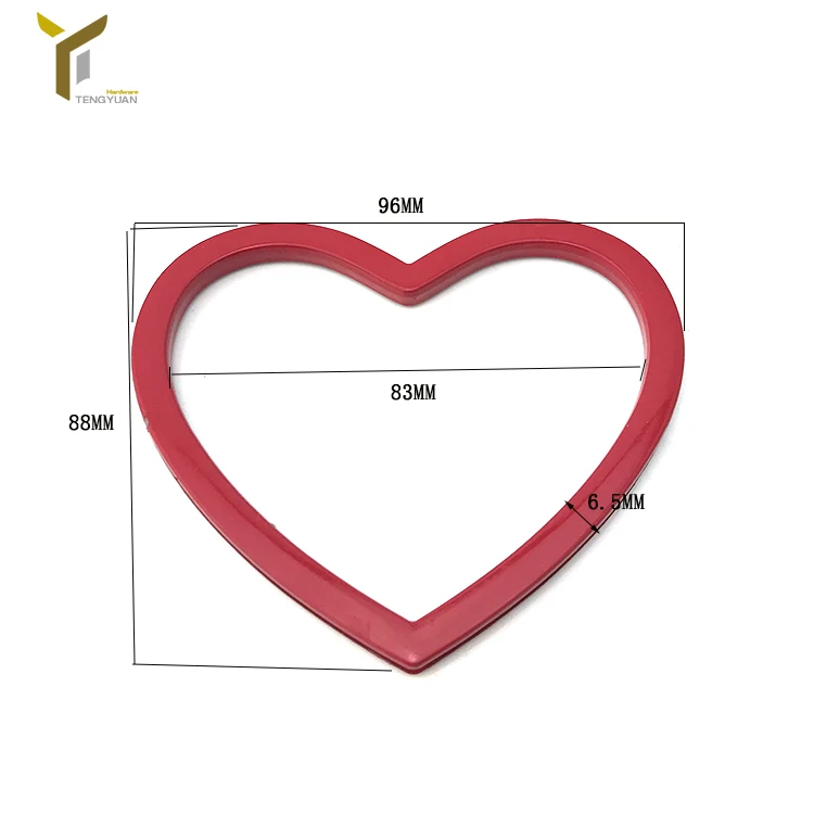 Zinc alloy spray painting process Ring Buckle Hardware Bags Clip Metal heart-shaped handle for bags