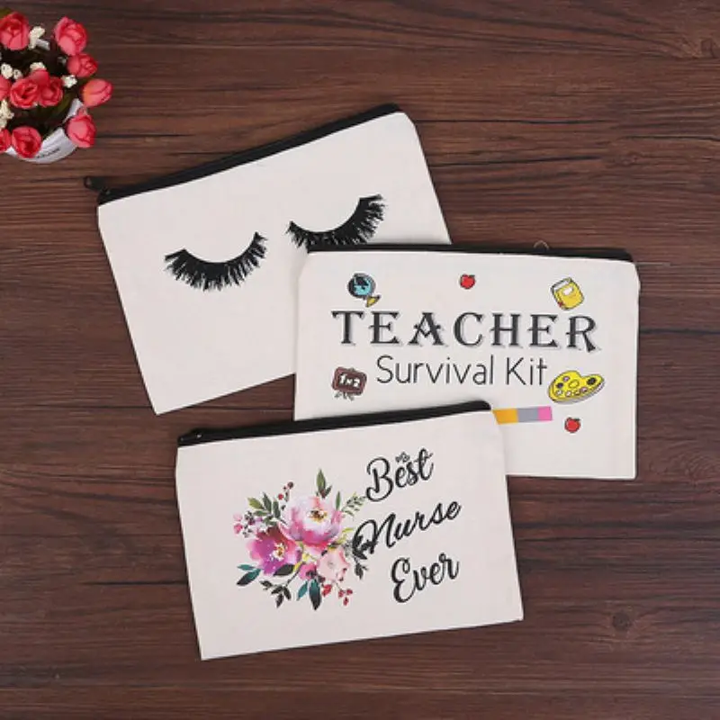 Reusable Custom Logo Zipper Nylon Oxford Tools Bag With Key Chain