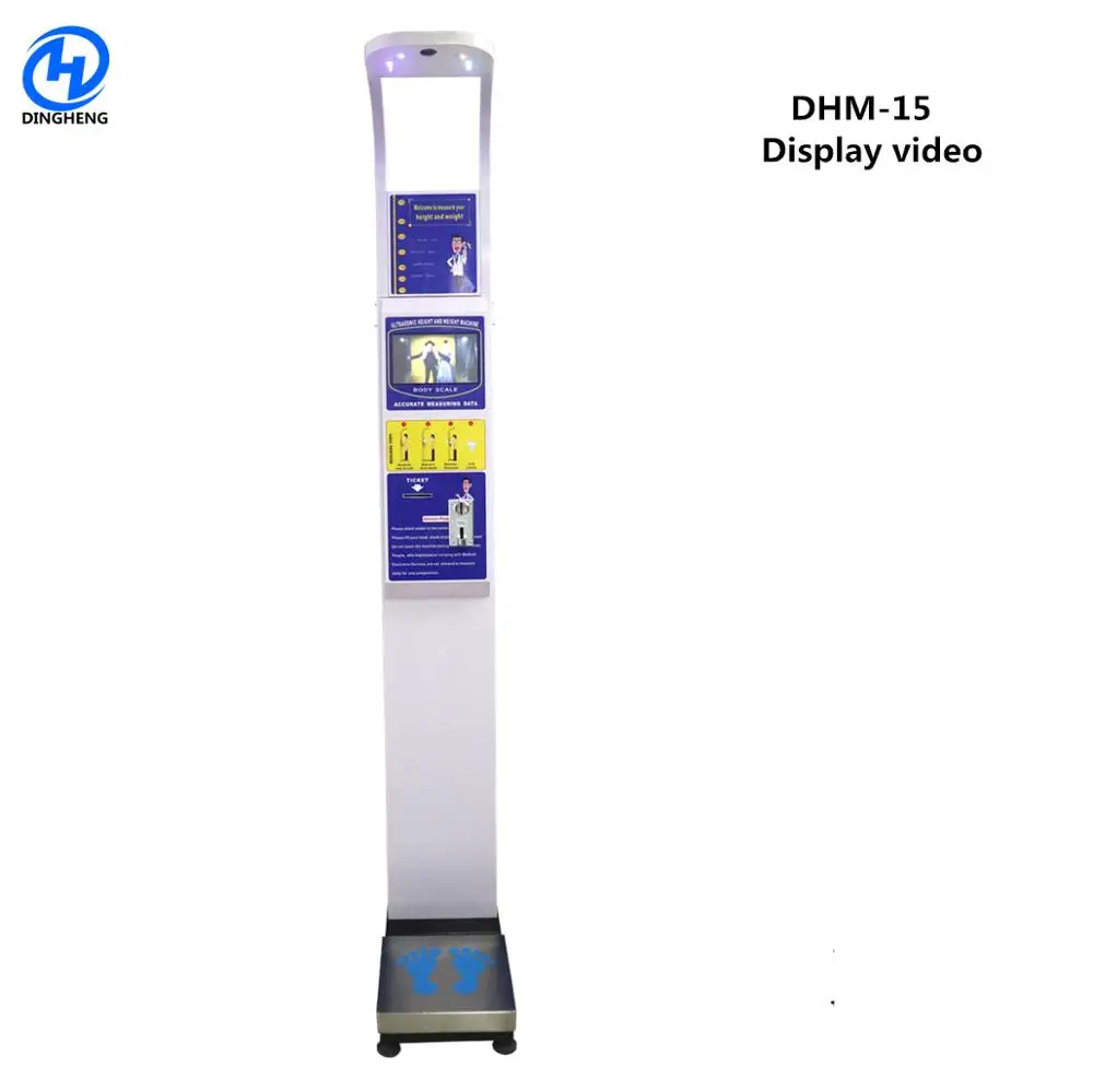 coin operated bmi digital weight machine ultrasonic  height weight scale with 10inch touch screen