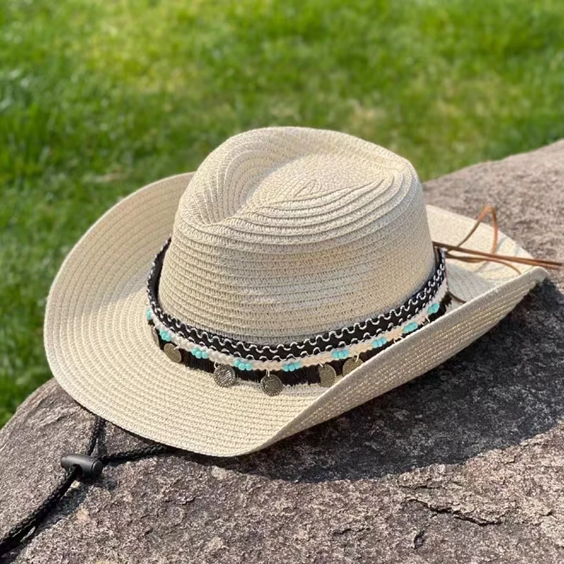 Ruimantike wholesale china breathable paper braid cowboy hat promotional straw cheap colorful cowgirl cool original headwear cap