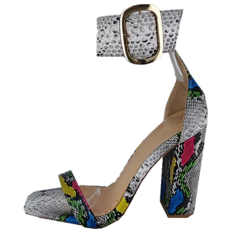 block heel for ladies high heel snake printed woman sandal