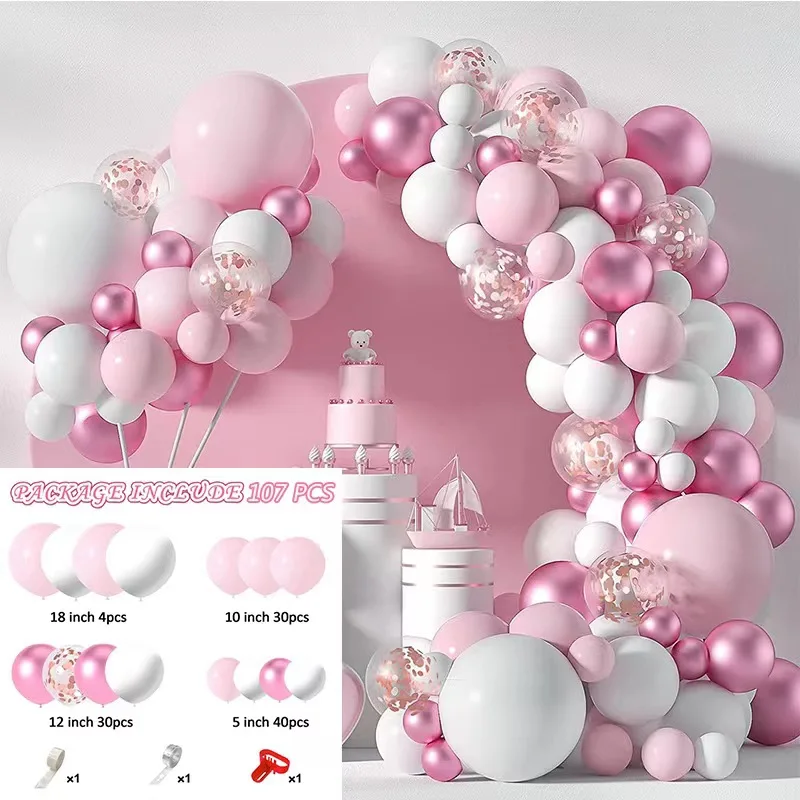 Pink Macaron Balloon Garland Arch Kit Wedding Birthday Party Decor Kids Baby Shower Latex Balloon Chain Wedding Party Balloon