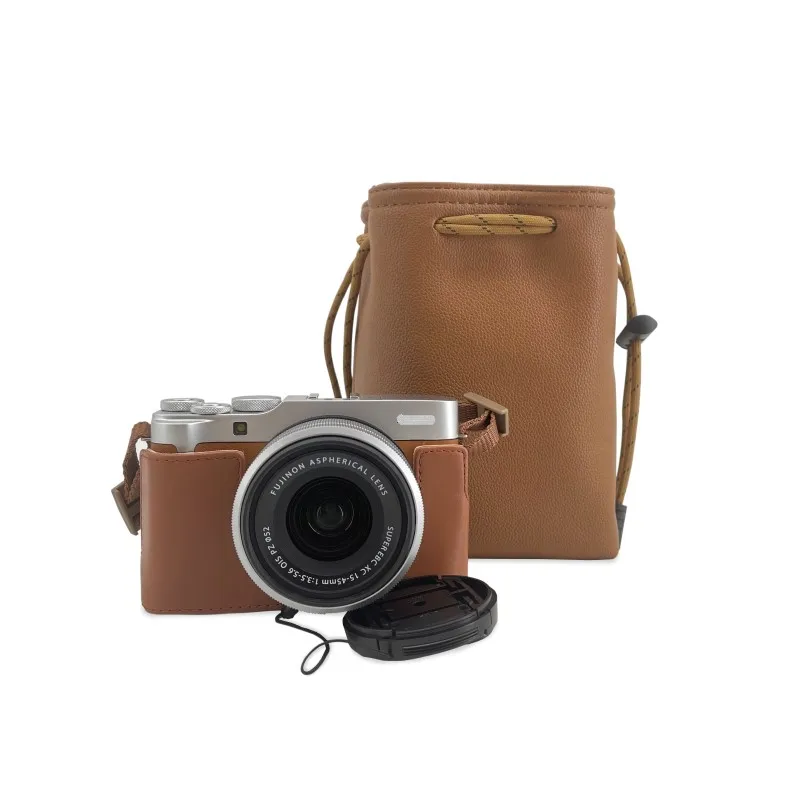 In Stock Travel Lens Retro PU Leather Drawstring Pouch Bag Waterproof Dust Proof Instant Camera For Fujifilm Instax