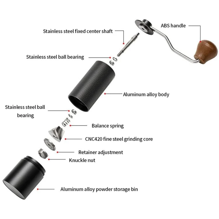 The New Listing Accept Custom Logo Black Coffee Mill Portable Manual Coffee Grinder For Household And Travel