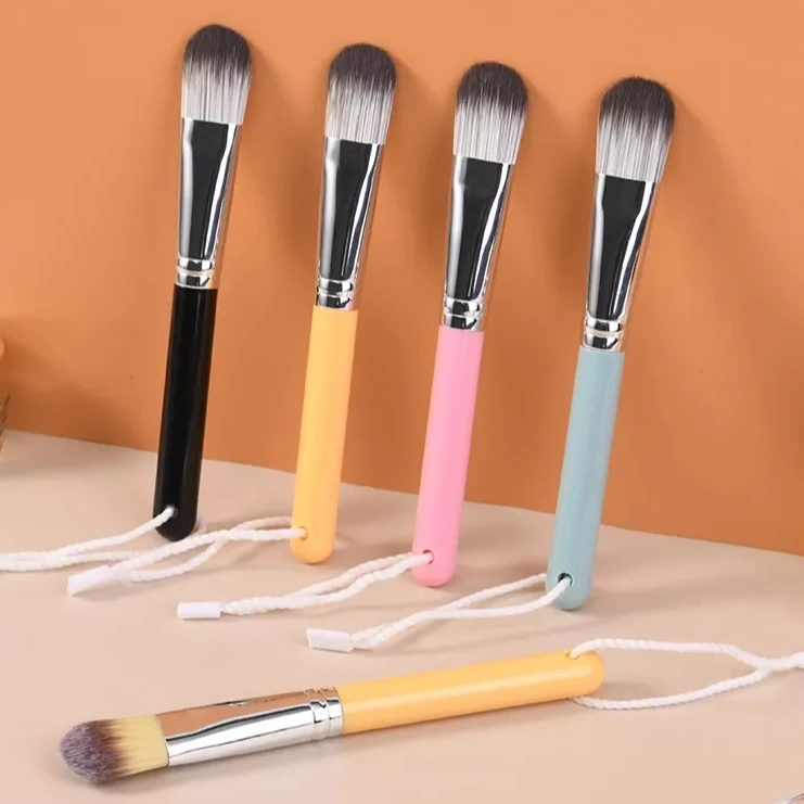 Private Label Clay Mask Applicator Soft Synthetic Face Facial Mask Brush Makeup Clear Handle White Mini Foundation Brush