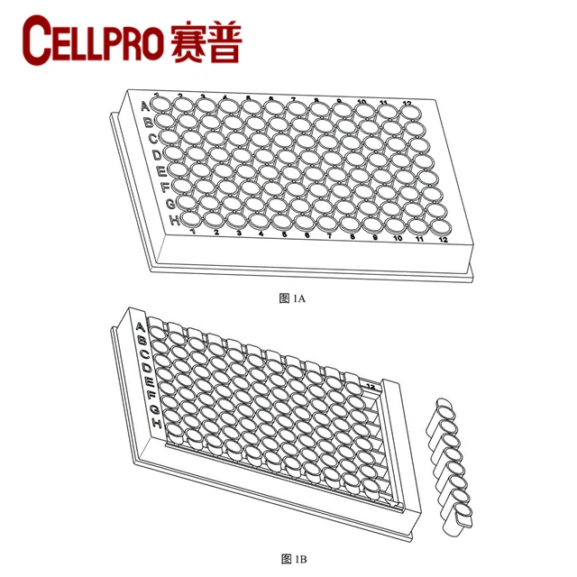 
 Листовая культура 96-well ELISA, съемная листовая культура 12x8, ленточная трубка, ферментный иммуносорбент, анализ  