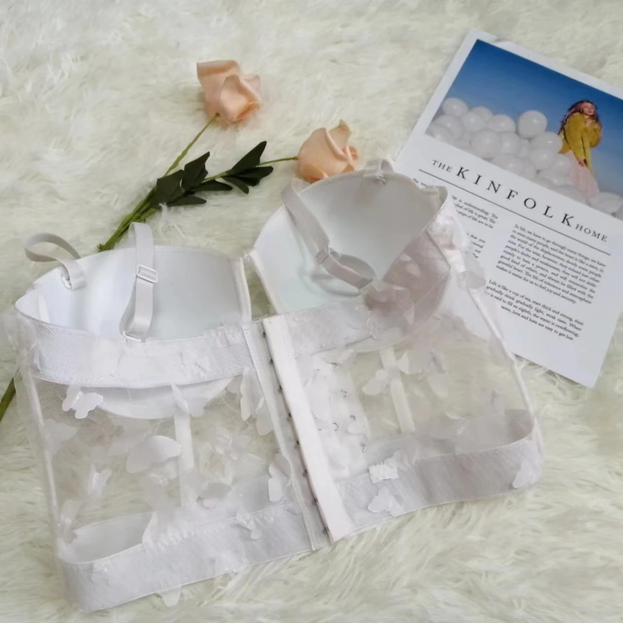 Wholesale Bustiers With Butterfly Mesh Sheer Crop Summer Breathable Camisoles Women Tank Tops Lace Corset Bra Top Corsets Femme