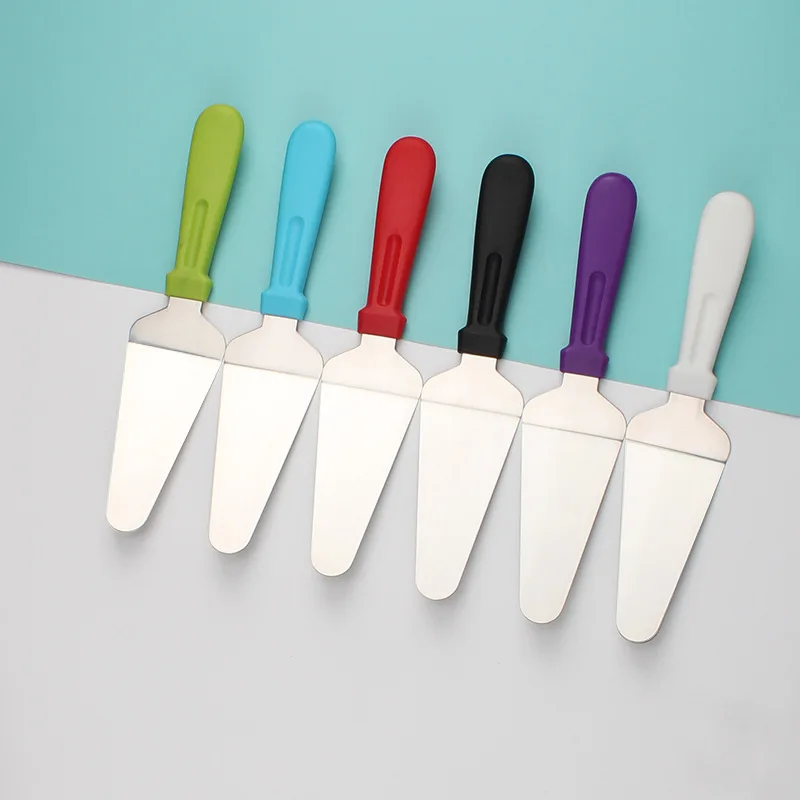 Kitchen cake baking supplies tool restaurant cake cheese spatula plastic handle stainless steel triangle pizza spatula