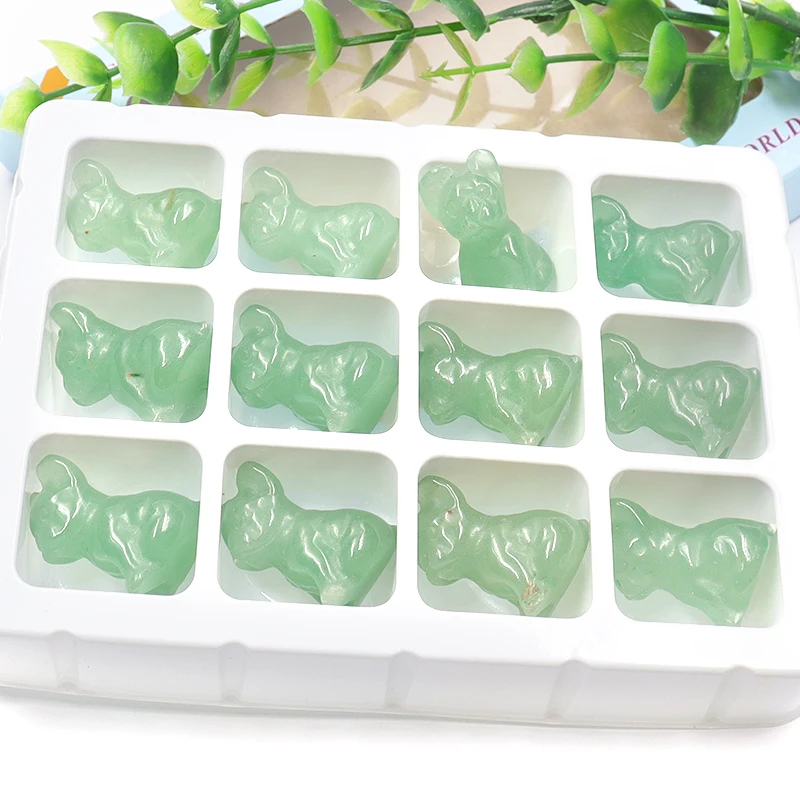 1Inch Natural Crystals Healing Stones Polished Animals Carving French Bulldog Crystal Crafts For Home Decoration