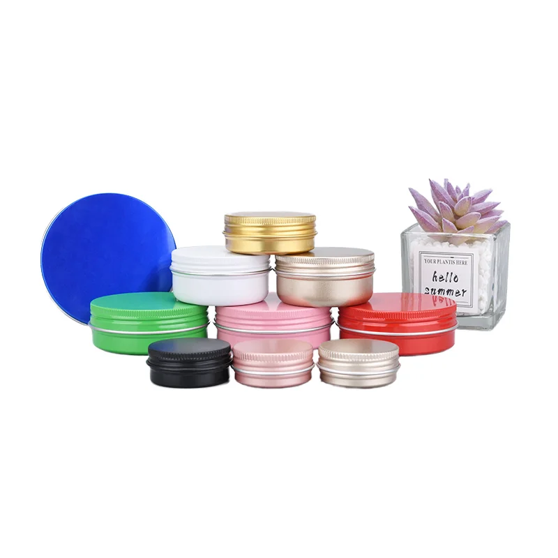 Custom logo round 30ml 50ml salve aluminum tin jars red black silver candle tea jar cosmetic cream metal tins with lids