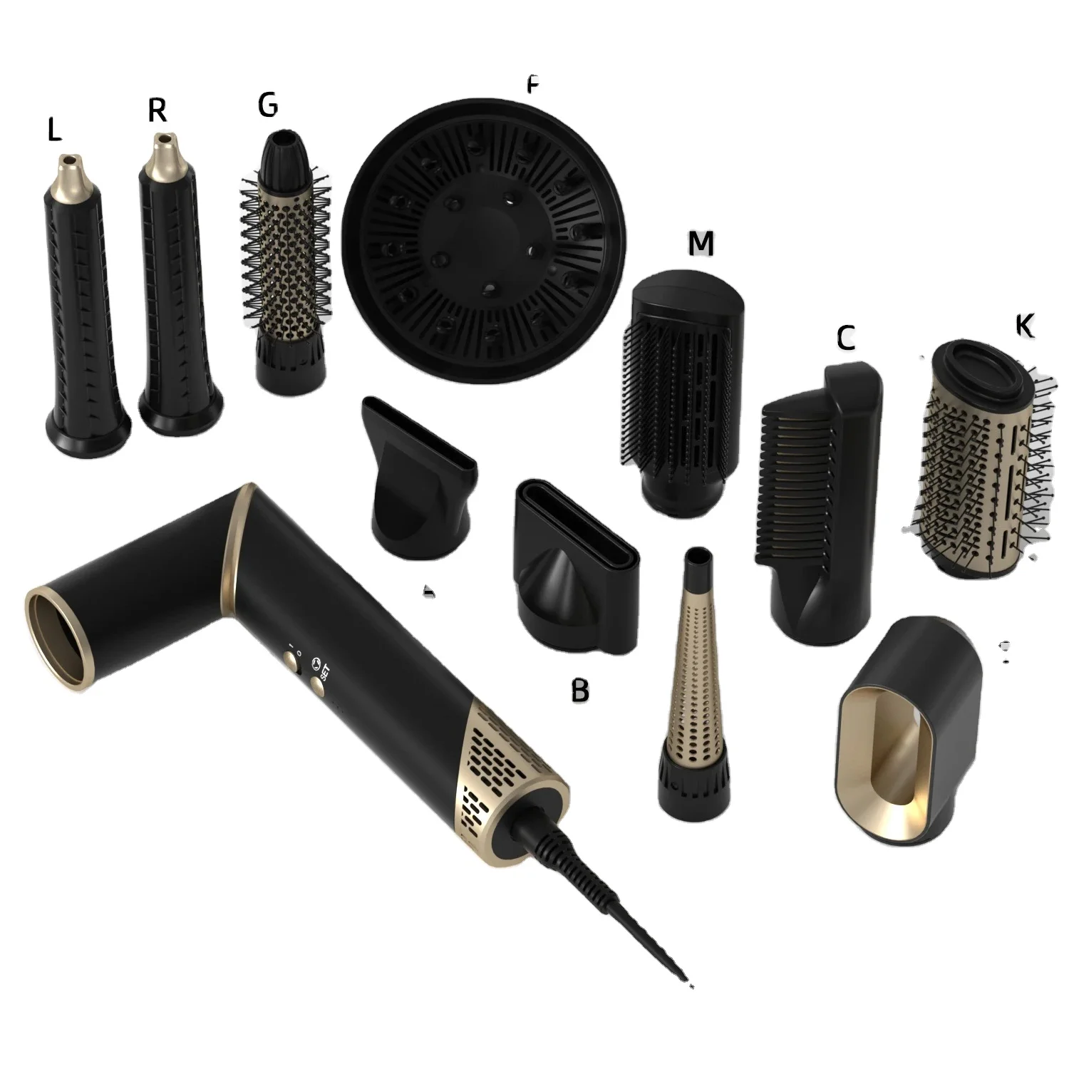 professional Salon 10 In 1 Hair Blow Dryer Volumizer Hot Air Brush Styler Straightener Curling Hot Tools Electric Hair Brush