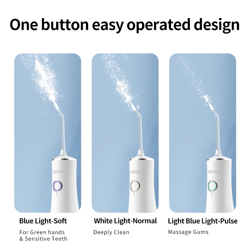 BSCI Approved Seago SG-8009 Portable Water Flosser Cordless DIY Dental Irrigator With Different Nozzles CE Certificate