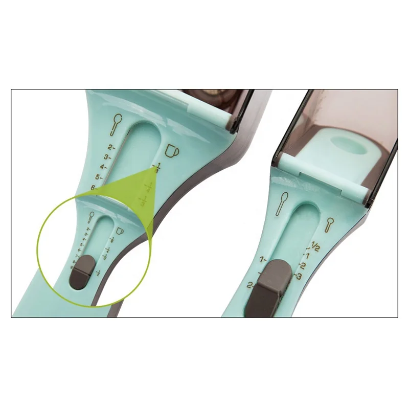 Multi-US Markings Magnetic Plastic Spoon Adjustable Measuring Cups and Spoons Set Measurements for Solid/Powder/Liquid