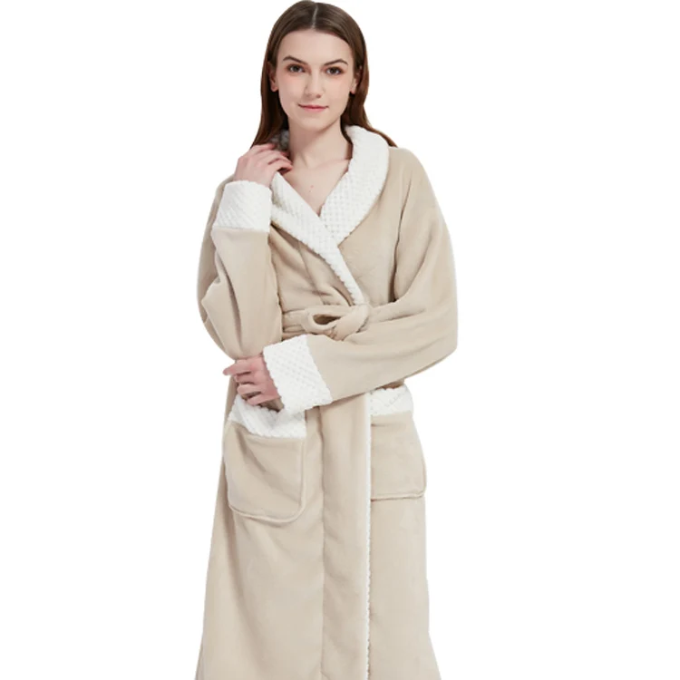 Solid ladies sleeping wear bathrobe dressing gowns