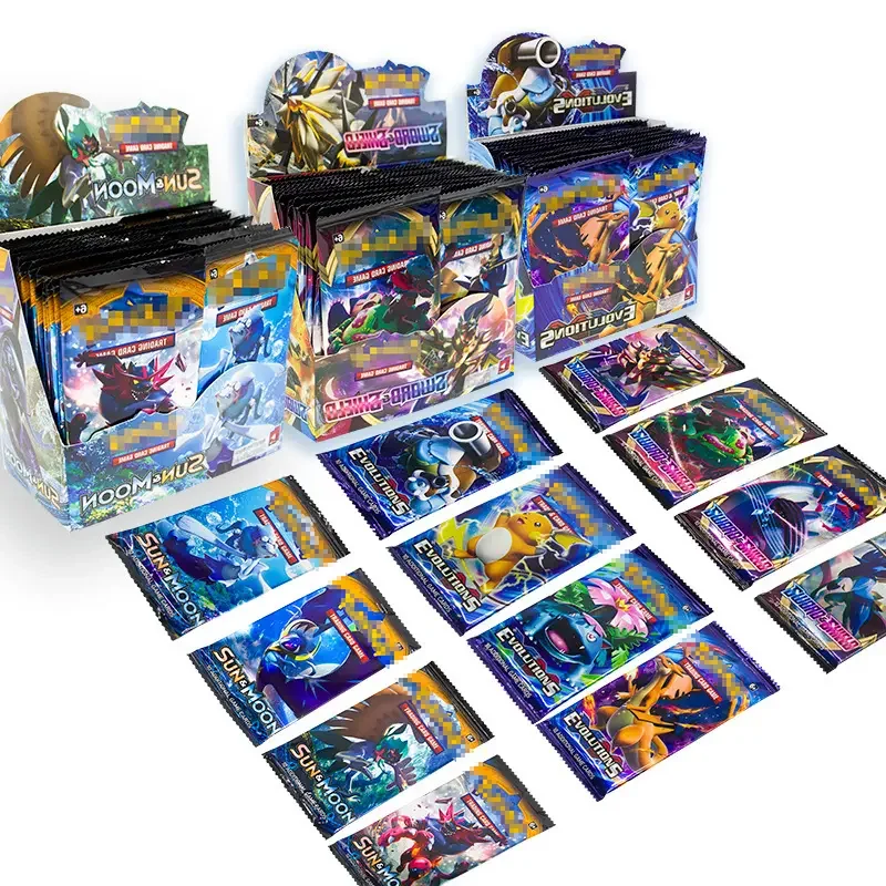 360pcs /box English French Spanish pokemoned cards booster box carte poke mon pokemond cards playing cards